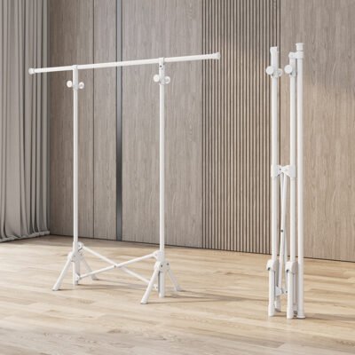 Carbon steel single-pole heavy-duty clothes drying rack with net